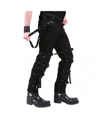 Men Gothic D Rings Pant Black Bondage Straps Trousers Punk Cyber Zip Pants Steampunk Pant